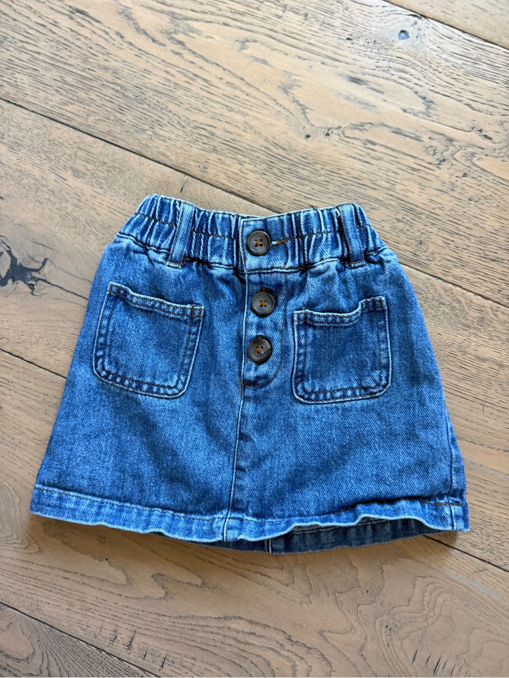 Mini Boden Girls Denim Button Front Skirt 2-3Y